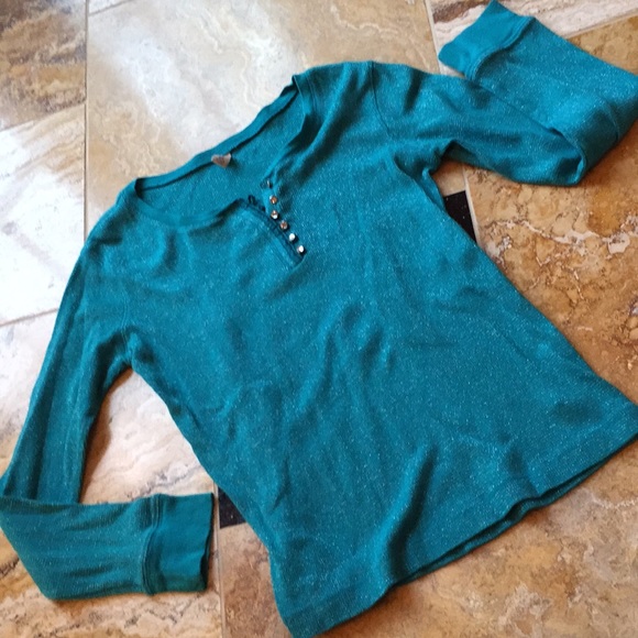 Old Navy Supersoft stretchy thermal teal with a hint of shimmering metallic - Picture 1 of 8